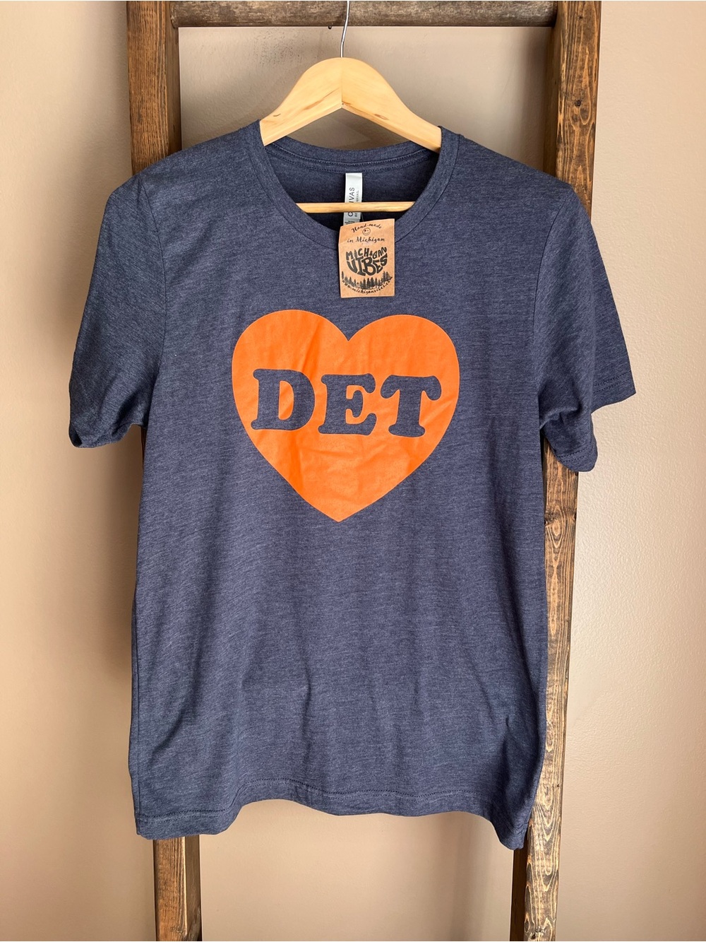 Detroit Heart T-Shirt in Navy and Orange